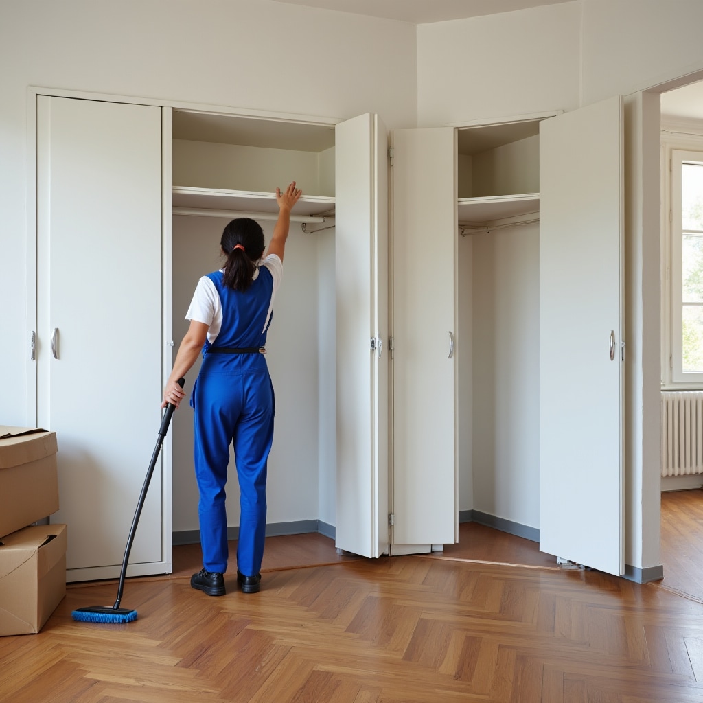 Appartamento vuoto durante pulizia professionale post-trasloco con operatore Vorartixx